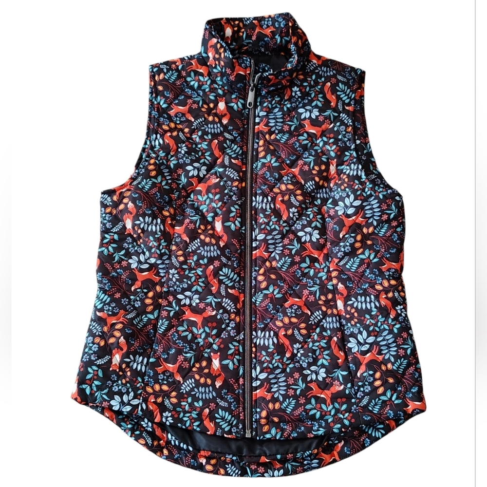 NWT Christopher & Banks Quilted Fall Animal Fox Puffer Vest Size Small